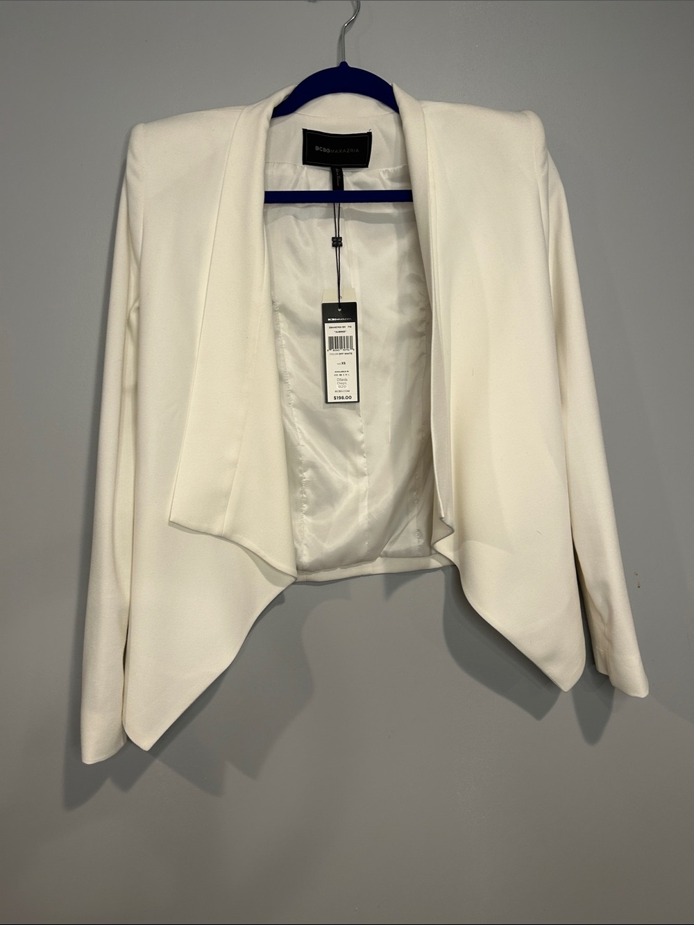 BCBGMaxAzria Ivory Draped Open-Front Blazer